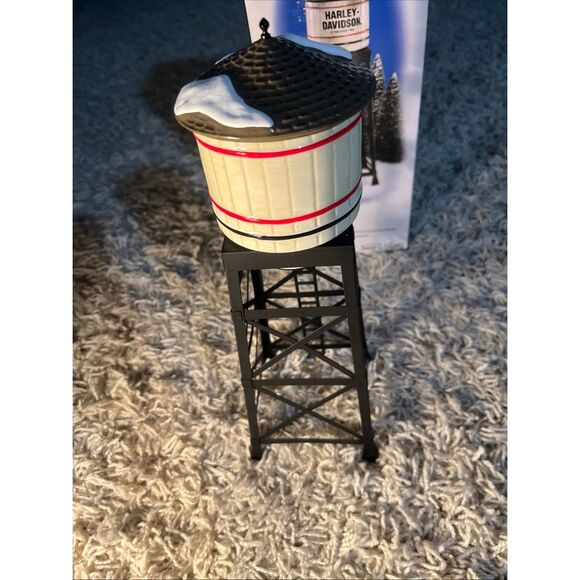 VINTAGE Department 56 Original Snow Village Harley Davidson Water Tower 54975 - Picture 9 of 12